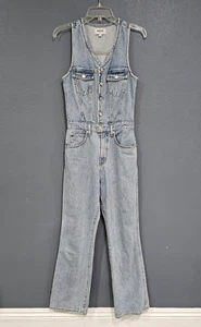AGOLDE 70s Denim Jumpsuit Sleeveless Organic Cotton Light Blue 2 - Imagen 1 de 4