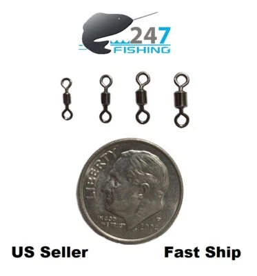Micro Mini Rolling Barrel Swivels Extra Small #8 #10 #12 #14 Black 40pcs - Image 1 of 4