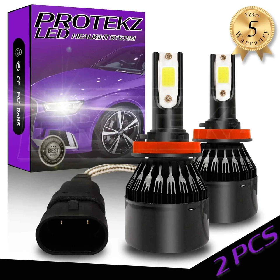 LED Headlight Kit Protekz Bulb H11 6000K Low Beam 600W for 2005 - 2009 Saab 9-7X - Image 1 of 4