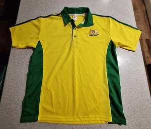 Australia Polo Shirt Mens Size L. Yellow and Gree, Coat of Arms. Polyester - Picture 1 of 10