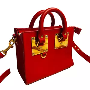 Sophie Hulme Square Albion Matte Leather Handbag Red Made in Spain - Picture 1 of 13