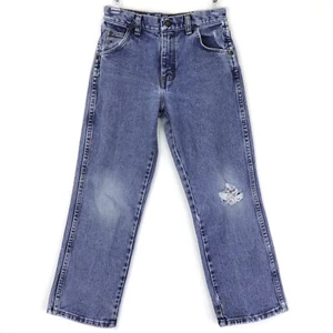Vtg Wrangler Kids Denim Blue Jeans 10 Regular Boy Girl Youth 25x23 Distressed - Picture 1 of 17