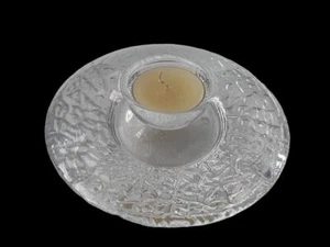 SIGNED ORREFORS ART GLASS DISCUS SHAPE 5 1/4" ROUND VOTIVE CANDLE HOLDER NEW - Picture 1 of 4