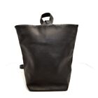 Auth Anne Coquine - Black Leather Backpack