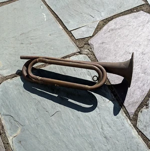 VTG U.S. Regulation Trumpet Brass Two Coil Bugle Military Scouts Musical Prop - Picture 1 of 11