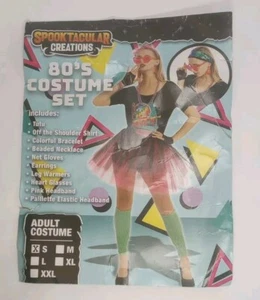 Spooktacular Creations Pink 80s Costume Set w/ T-Shirt Tutu & More (Adult Small) - Picture 1 of 4