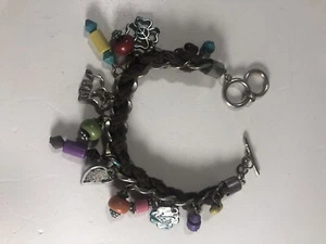 Lucky Brand Mixed Metal & Faux Turquoise Charms Bracelet 7.5" Toggle - Picture 1 of 5
