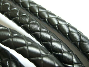 1 Meter 10 mm Rund Schwarz Geflochten PU Leder Kordel Seil Faden Schmuckherstellung Zum Selbermachen - Bild 1 von 3