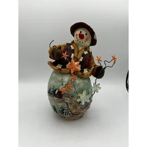 Snowman Figurine Whimsical Winter Stars Resin Tin Decor Holiday Accent Piece - Picture 1 of 7