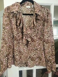 Covington Ruffle Front Long Sleeve Blouse Sz 14 - Picture 1 of 8