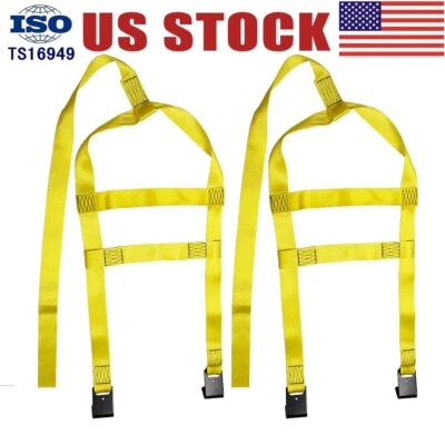 Yellow Tiedown Straps Tow Dolly Wheel Net Set Flat Hooks Will fit For a STEHL US - Image 1 of 4