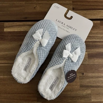LAURA ASHLEY тапочки женщин XL (9,5-10,5) Baby синий памяти пены Loungewear спа - Изображение 1 из 4