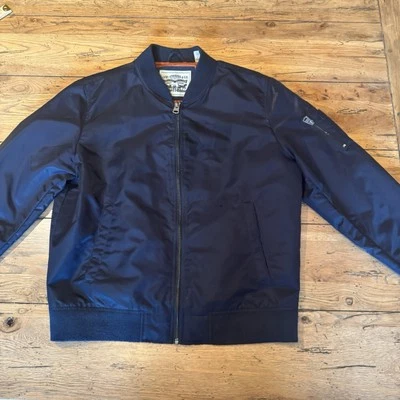 Chaqueta de Vuelo Vintage Aviator Levi’s Bomber Azul Satinado Talla Grande Forro Naranja Foto 1 de 4