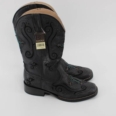 Roper Western Boots Womens Cross Crystal Brown 09-021-1901-0936 Black New 7.5 - Image 1 of 4