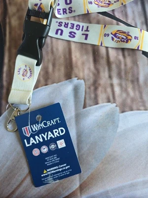 LSU Tigers Lanyard Key Chain Strap 8-inch Double-Sided Wristlet - Image 1 of 4