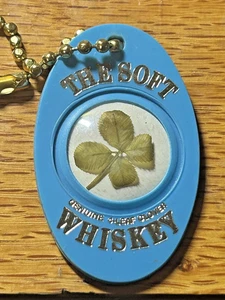 Blue Lucky Genuine 4 Leaf Clover Keychain Fob Vtg Delicious Calvert Extra - Picture 1 of 3