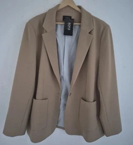 Sara Blazer Jacket Tan Sz 16 Single Button Pockets Notch Lapel - Picture 1 of 4