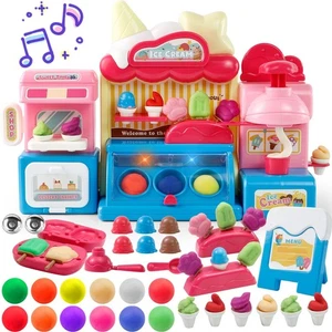 Kinder Ton Eismaschine Spielzeug Spielen Teig Set mit Lichtern, Musik - Bild 1 von 7