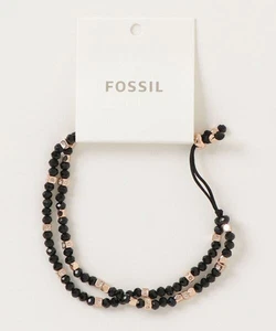 Fossil Arm Party Black Glass Rose Gold Beaded Bracelet JOA00798791 - Picture 1 of 4
