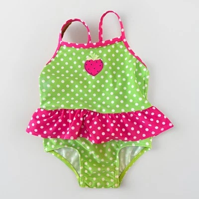 Traje de baño de lunares Talbots niños pequeños niñas 1 pieza verde rosa talla 12 m Foto 1 de 4