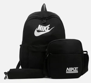 3PCS Nike Backpack bag Lunch bag Pencil case School trip backpack-Black - Picture 1 of 1