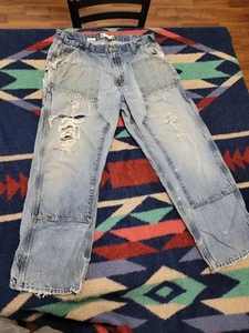 Carhartt B193 DKV Distressed Jeans Mens 36x29 Double Knee Dungaree Denim Work - Picture 1 of 14