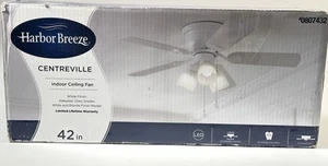 NEW Harbor Breeze Centreville 42" White 5-Blade Ceiling Fan With Light - Picture 1 of 4