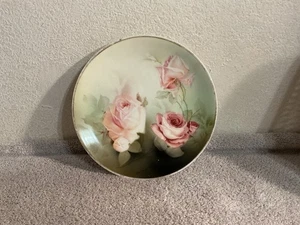 RS German Schlegelmilch Hand Painted Roses Plate - Picture 1 of 9