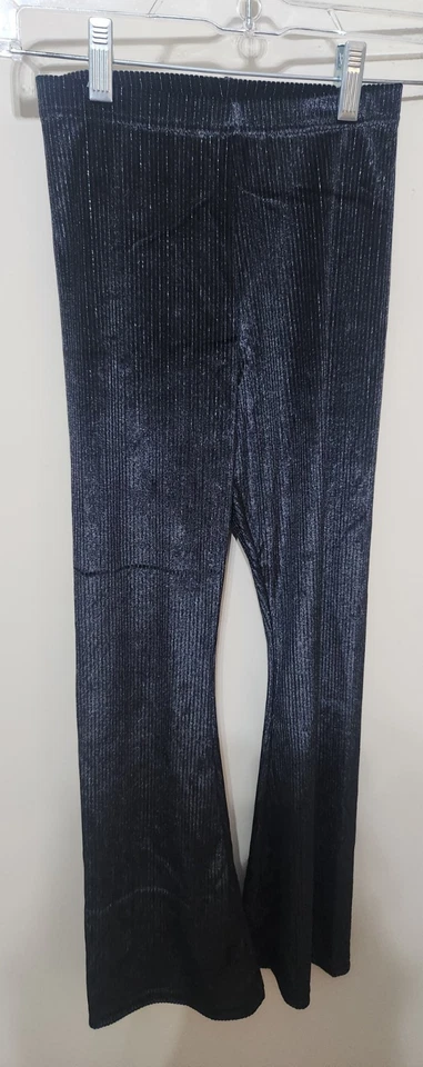 Leggings Acampanados Brillantes Terciopelo Aplastado Azul Marino Antiguo para Niñas Negros Talla M (8) NUEVO Foto 1 de 4