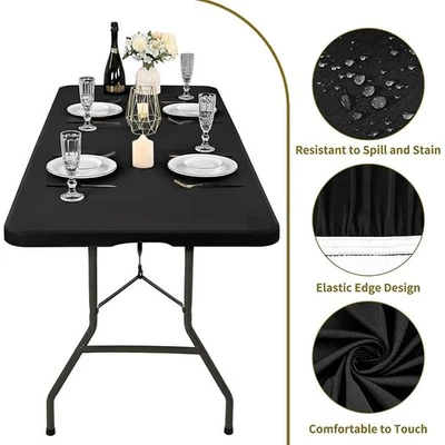 6 Ft Plastic Folding Table cloth for Indoor/Outdoor Dining & Parties for XMAS - Image 1 of 4