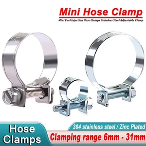 6mm-31mm Mini Hose Clip Jubilee Hose Clamps Fuel Line Diesel Petrol Pipe 10 Pack - Picture 1 of 12