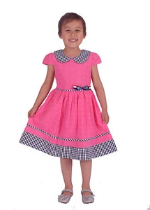 Vestido de Verano Niñas Algodón Floral Bordado Rosa Caliente Amarillo 4 5 6 7 8 Años - Imagen 1 de 7