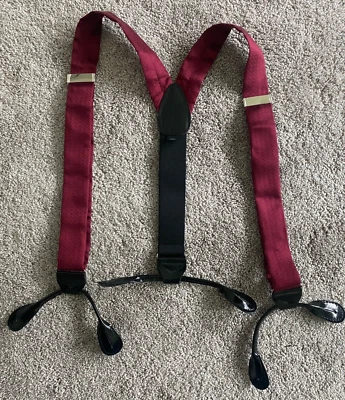 Tirantes 100 % seda negro y rojo/púrpura - correas de cuero negro - bonitos Foto 1 de 4