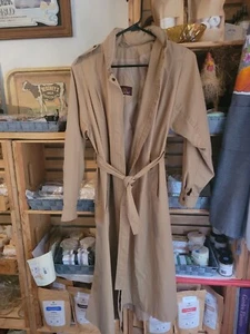 Vintage ‘80s Lined Tan Belted Trench Coat With Hidden Hood And Zip By Jordache - Picture 1 of 12