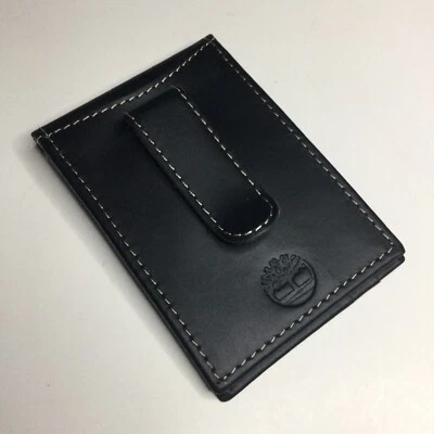 TIMBERLAND LEATHER CARD CASE WALLET WITH MONEY CLIP BLACK NWOT - Image 1 of 4