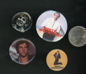 Lote de 4x Botón Prendedor Vintage Original Años 80 Springsteen Álbum Cubierta Banda Gira Concierto - Imagen 1 de 2