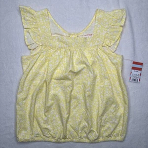 Girls' Sleeveless Bright Yellow Floral Woven Top Cat & Jack Bright Yellow Xl(14) - Picture 1 of 9