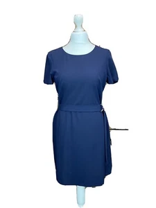Abito a maniche corte Next blu navy elasticizzato con cintura taglia 14R Smart Classic - Foto 1 di 9