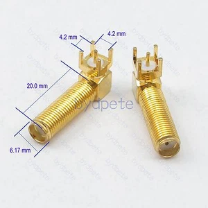 SMA female jack connector PCB Solder Square Mount right angle 90 Deg 20mm 4.2mm - Picture 1 of 7
