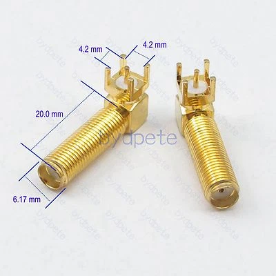 SMA female jack connector PCB Solder Square Mount right angle 90 Deg 20mm 4.2mm - Image 1 of 4