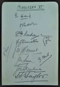 MIDDLESEX COUNTY CRICKET CLUB 1933 ORIGINAL AUTOGRAPHED TEAM SHEET ALBUM PAGE - Picture 1 of 2