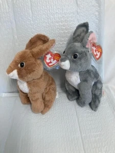 Ty Beanie Baby 💜 FIELDS & ORCHARD Set of 2 The Rabbit 6" Plush New MWMT's - Picture 1 of 1