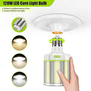 LED Corn Light Bulb 120W/100W/80W 4500K/5000K/5700K for Indoor Garage Warehouse - Picture 1 of 15