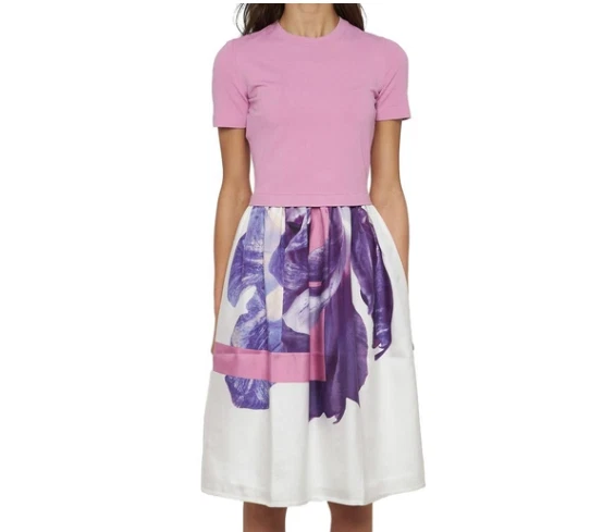 Vestido Salvatore Ferragamo Floral Estampado Fotográfico Seda Multicolor Púrpura 44 M Foto 1 de 4