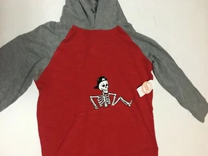 Skeleton Hoodie Shirt Boys Jersey Red & Gray Multiple Sizes Wonder Nation - Picture 1 of 6