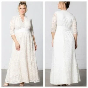 Kiyonna Dress Wedding Gown 3X Amour Lace Ivory White Full Length Elegant Bride - Picture 1 of 8