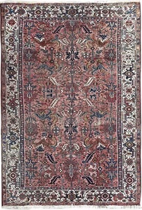 Antigua Alfombra Serapi Geométrica 8x11 Hecha a Mano Alfombra Heriz Rosa 236cmx348cm c. 1920 - Imagen 1 de 11