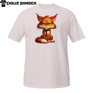 Angry Office Cat T-Shirt – Cartoon Business Kitten with Serious Attitude - Picture 1 of 33
