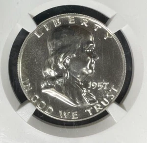 Medio dólar Franklin de plata 1957 ~ NGC PR68 ~ hermosa moneda~ - Imagen 1 de 4