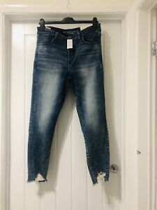 BNWT American Eagle Outfitters Hi-Rise Crop Stretch Distressed Jeggings Uk 16